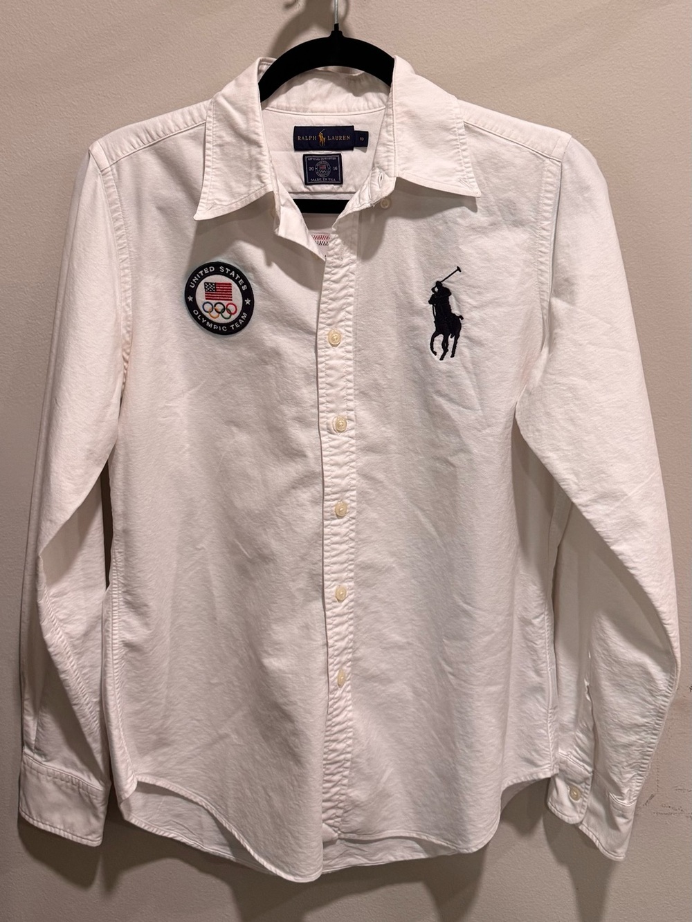 Ralph Lauren Women Size 10 M 2016 Olympics Equestrian White Button Down Preppy